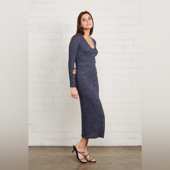 Rachel Pally Metallic Rib Sweater Dress in Azulon Silver - Picture 3 of 4